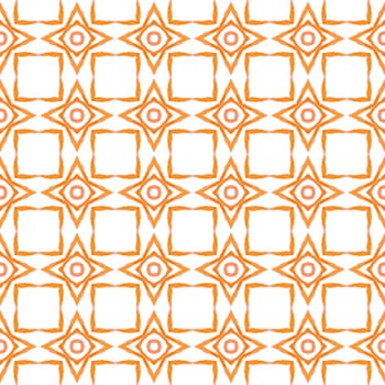Oriental arabesque hand drawn border. Orange wondrous boho chic summer design. Arabesque hand drawn design. Textile ready magnificent print, swimwear fabric, wallpaper, wrapping.