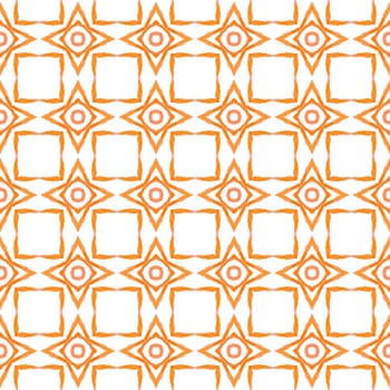 Oriental arabesque hand drawn border. Orange wondrous boho chic summer design. Arabesque hand drawn design. Textile ready magnificent print, swimwear fabric, wallpaper, wrapping.