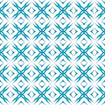 Hand painted tiled watercolor border. Blue posh boho chic summer design. Textile ready astonishing print, swimwear fabric, wallpaper, wrapping. Tiled watercolor background.