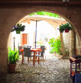 View of arch in the Erice alleway, Trapani. Sicily