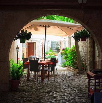 View of arch in the Erice alleway, Trapani. Sicily