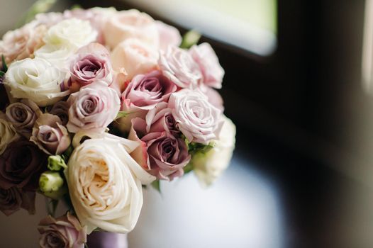 beautiful stylish wedding bouquet with roses .Wedding Decor.