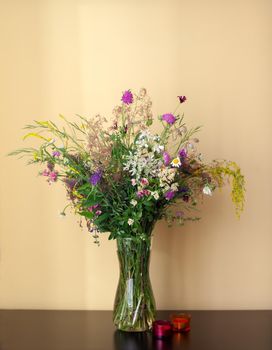 View of bouquet made with countryside flowers