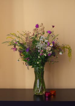 View of bouquet made with countryside flowers