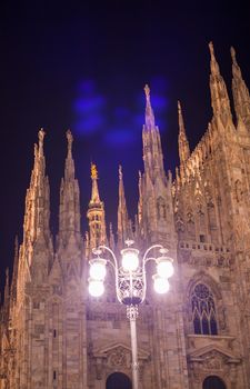 Nightview of Duomo of Milan, the Milan cathedral