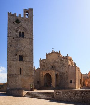 View of Duomo dell’Assunta, Mother church of Erice. Trapani