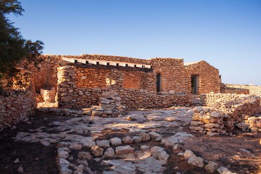 View of ancient house called Dammuso Casa Teresa in Lampedusa, Sicily