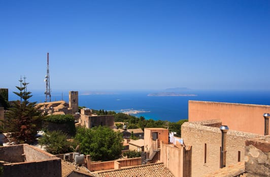 Amazing seaview from Erice houses. Trapani. Sicily