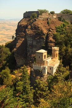 View of Torretta Pepoli and Venere castle in Erice, Sicily