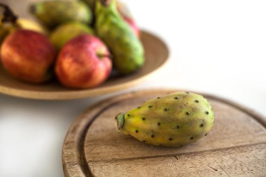 Delicious prickly pear on chopping board