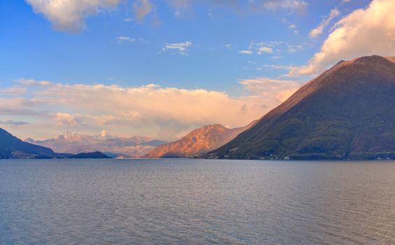 View of lake Lugano or Ceresio lake, Switzerland and Italy