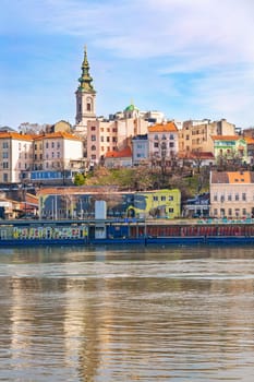 Beautiful view of the historic center on the banks of the Sava River and Cathedral Church of St. Michael the Archangel commonly known as just Soborna crkva, Belgrade, Serbia
