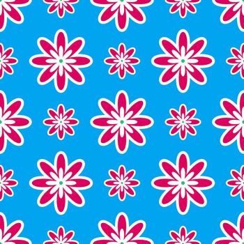 Vibrant Y2K floral pattern. Funny funky retro flowers background