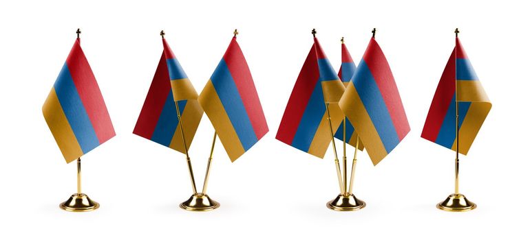 Small national flags of the Armenia on a white background.