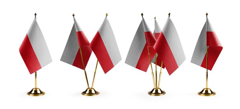 Small national flags of the Poland on a white background.