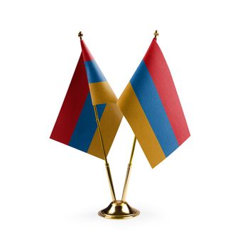 Small national flags of the Armenia on a white background.