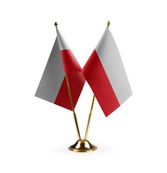 Small national flags of the Poland on a white background.