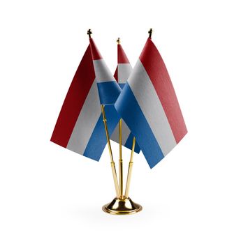 Small national flags of the Netherlands on a white background.