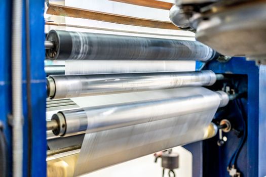 production of plastic packaging materials in the factory.