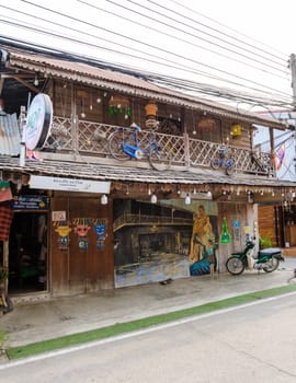 Chiang Khan village North Eastern Thailand February 2023 a traditional village with a wooden houses alongside the Mekong river in Thailand