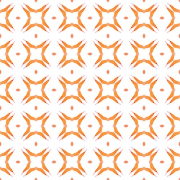 Textile ready resplendent print, swimwear fabric, wallpaper, wrapping. Orange flawless boho chic summer design. Organic tile. Trendy organic green border.