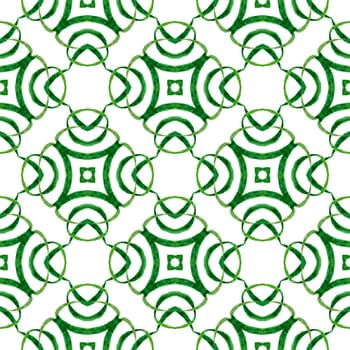 Textile ready wonderful print, swimwear fabric, wallpaper, wrapping. Green delicate boho chic summer design. Medallion seamless pattern. Watercolor medallion seamless border.