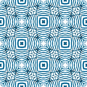 Exotic seamless pattern. Blue unusual boho chic summer design. Textile ready nice print, swimwear fabric, wallpaper, wrapping. Summer exotic seamless border.