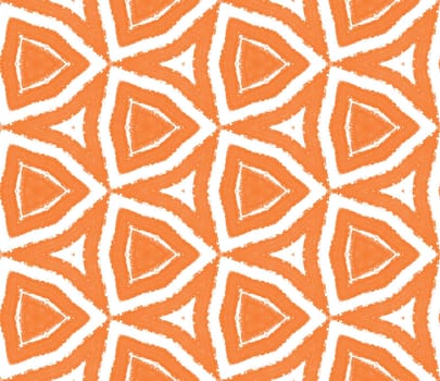 Striped hand drawn pattern. Orange symmetrical kaleidoscope background. Textile ready classy print, swimwear fabric, wallpaper, wrapping. Repeating striped hand drawn tile.