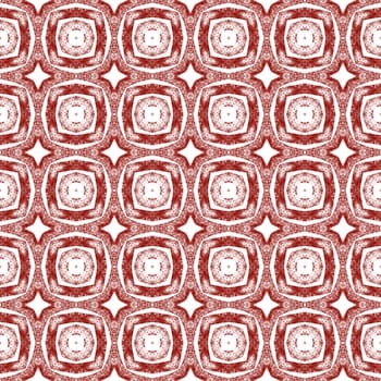 Exotic seamless pattern. Maroon symmetrical kaleidoscope background. Summer swimwear exotic seamless design. Textile ready alluring print, swimwear fabric, wallpaper, wrapping.