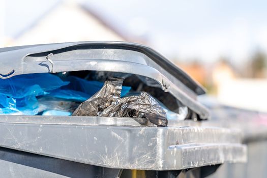 municipal waste in a plastic container. High quality photo