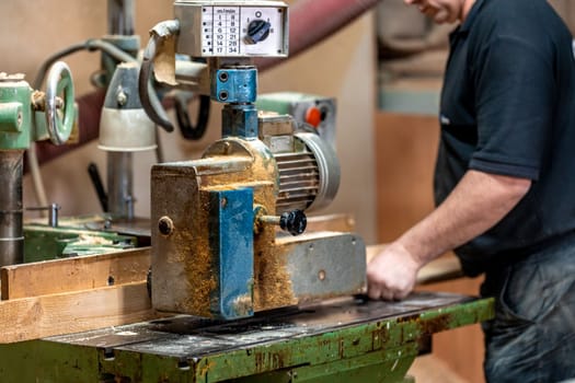 machine for wood treatment in carpentry. High quality photo