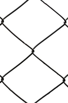 Metal mesh fence isolated on a white background close up