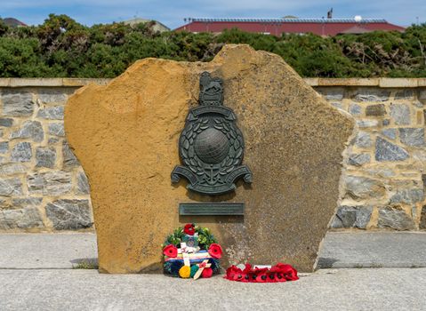 Port Stanley, Falkland Islands - 31 January 2023: Memorial to marines who served Falklands since 1765