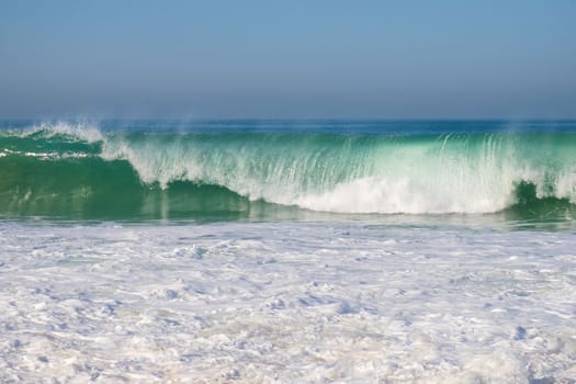 Wave breaking on the atlantic shore of Biarritz, France