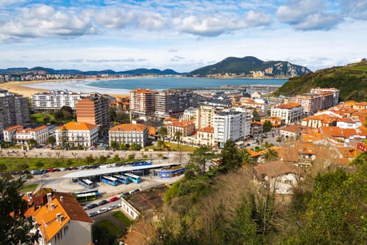 Salve Beach and the city aerial view in Laredo, Cantabria, Spain