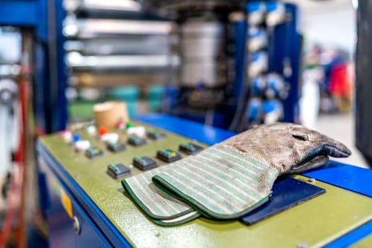 work gloves on the production line. High quality photo