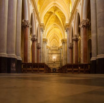 Interior of the Duomo dell’Assunta, Mother church of Erice, Trapani