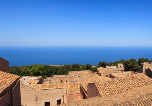 Amazing seaview from Erice houses. Trapani. Sicily