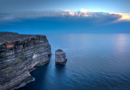 View of the famous cliff called Sacramento in Lampedusa, Sicily