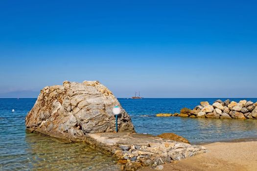 summer season and sea view on the aegean sea coast