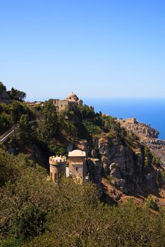 View of Torretta Pepoli and Venere castle in Erice, Sicily