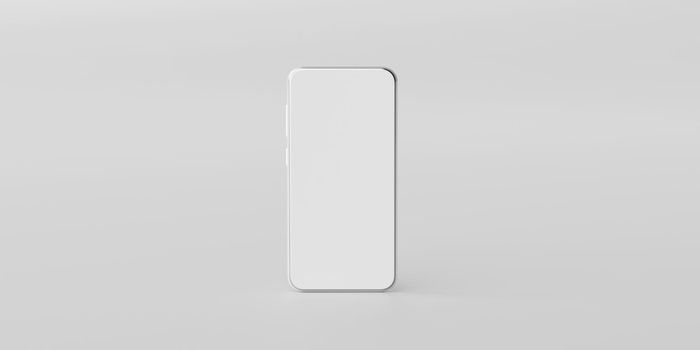 Minimal empty screen smartphone mockup on white background, 3d rendering