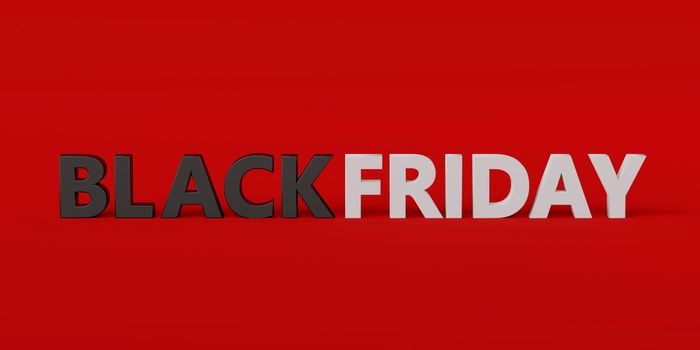 Banner of Text Black friday on a red background, 3d rendering