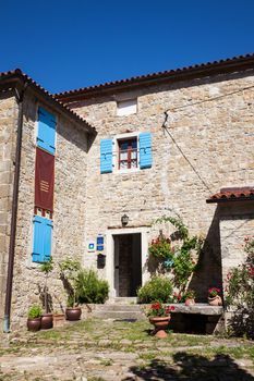 Typical courtyard in Groznjan, Istria. Croatia