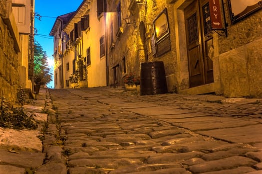 View of typical Groznjan alley, Istria. Croatia