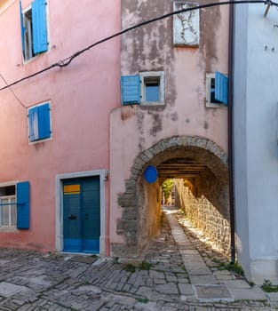 Arch in the typical alley of Groznjan, Istria. Croatia