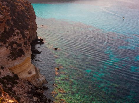 View of Tabaccara famous sea place of Lampedusa