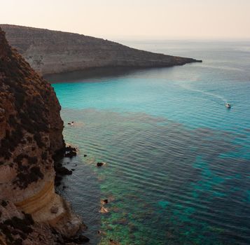 View of Tabaccara famous sea place of Lampedusa