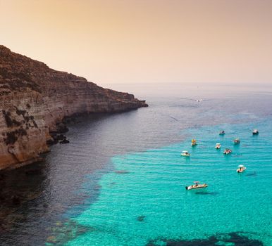 View of Tabaccara famous sea place of Lampedusa