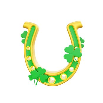 3d rendering of st patrick day horseshoe icon